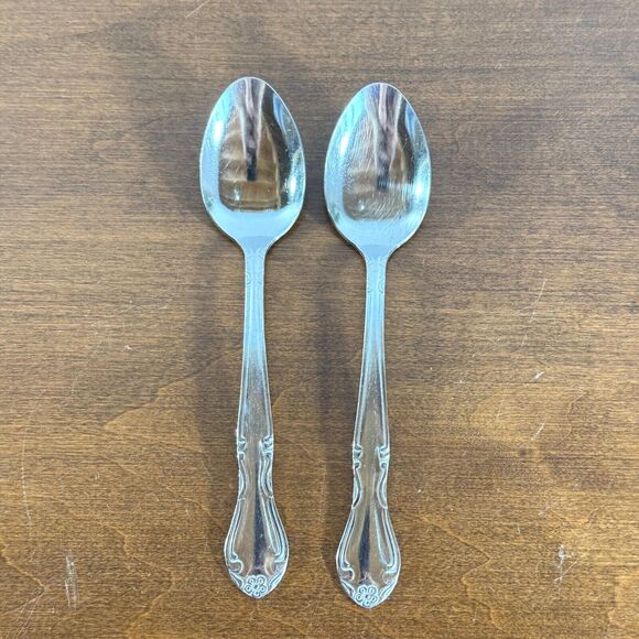 Winco Elegance Tea Spoon Set Stainless Steel Silver Set of 2 - Picture 1 of 6